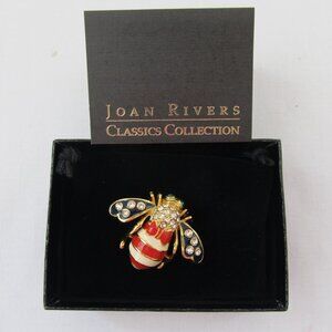Joan Rivers Classic Collection Red Tuxedo Bumble Bee Brooch